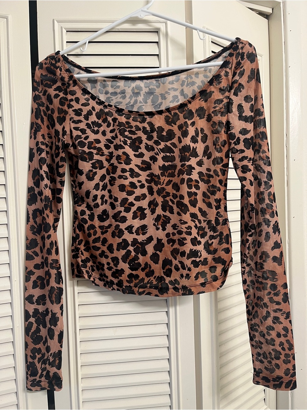 Current Mood Mesh Leopard Print Top